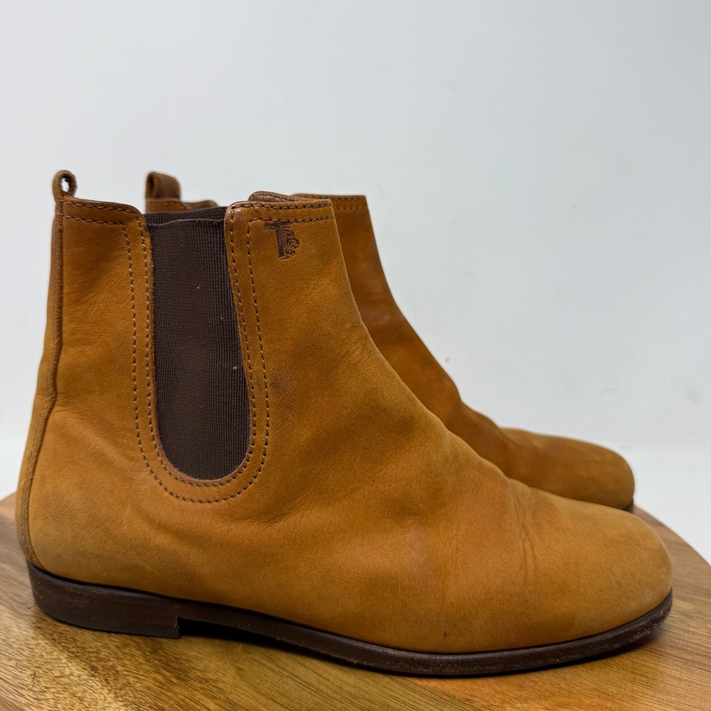 Tods Womens Brown Suede Elastic Side Chelsea Ankle Boots Size 37 US 7